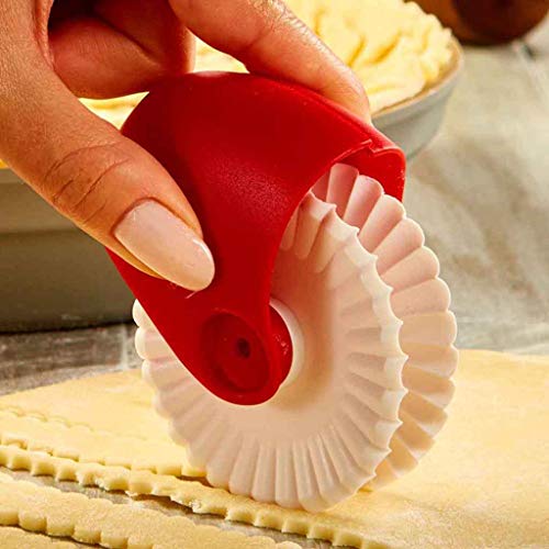 Pastry Wheel Cutter Plastic Pizza Cutter Pizza Cutting Wheel Beautiful Pie Crust Fluted Wheel for Kitchen/Baking (B)
