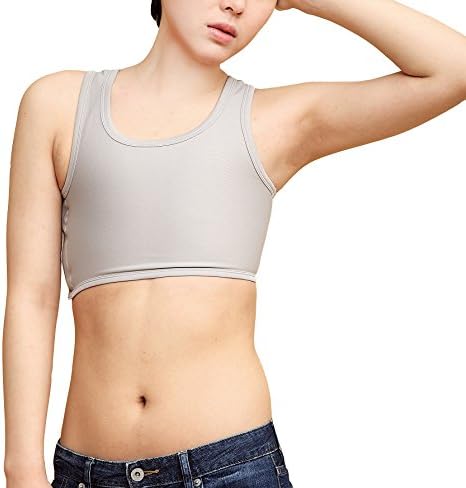 Tomboy Lesbian Chest Binders Velcro Compression Super Flat Short Vest Breathable (L, grey)