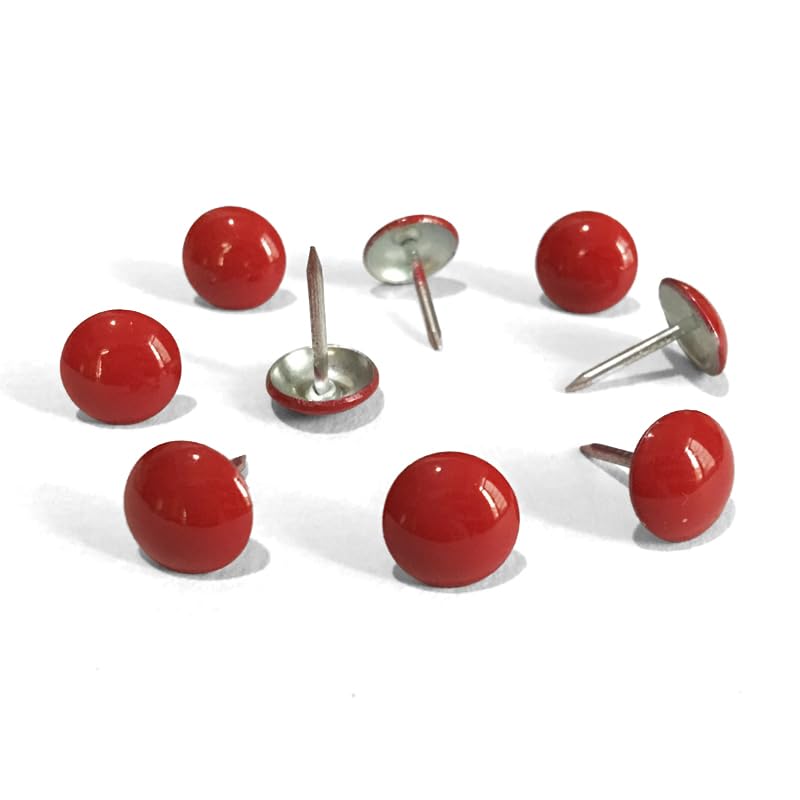 500pcs a lot: D11mmxL17mm Sofa Upholstery Tacks Wooden Furniture Decorative Tacks Hobnail Thumb Nails Home DIY Upholstery Nails (Red Painted)