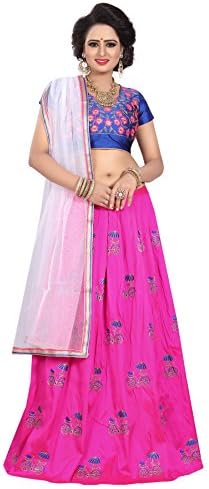 Ved Fashion Women's Silk Semistiched Lehenga Choli (Multi-Colour)