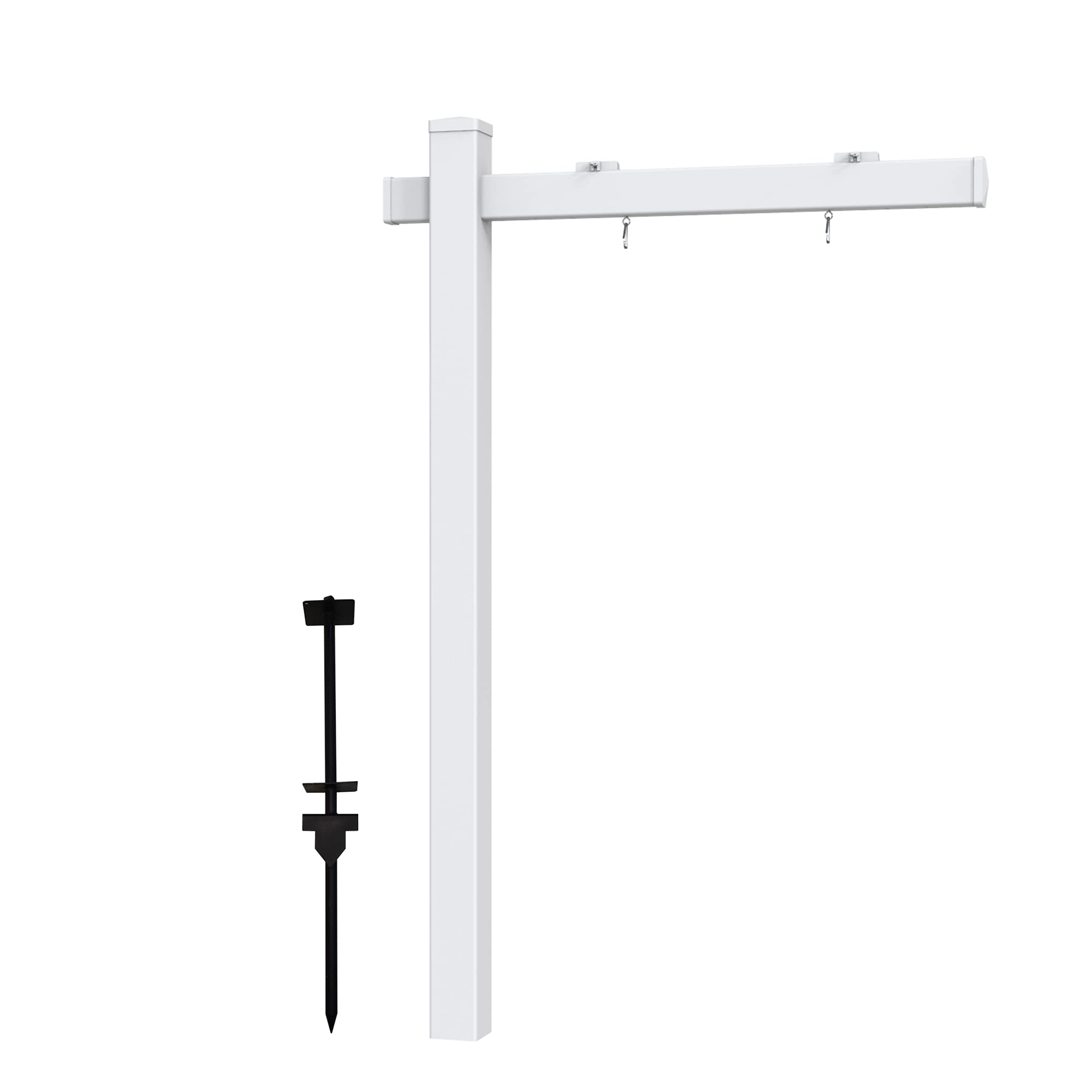 Photo 1 of ***Missing Hardware***inQracer Vinyl PVC White Real Estate Sign Post with Flat Cap 6ft. Realtor Yard Sign Post, 47" Arm Holds Up to 36" Sign(No Sign)