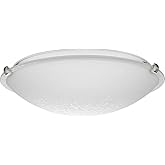 Progress Lighting 16-1/4 in. 3-Light Etched Linen Flush Mount Light, Linen Dome Collection, Indoor, P350178-009, Brushed Nick