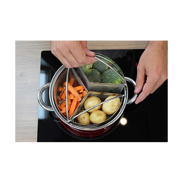 Saucepan Triple Divider and Separator Set Saves Energy and Space When