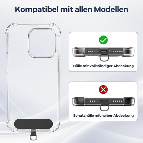 caslord Handyband Universal, Handy Lanyard mit Universelles Patch, Handyband mit Hülle kombinierbar, Einstellbar und Abnehmbar