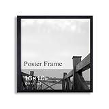 Adeco PF0383 Decorative Black 1.25 Inches Wood Wall Hanging Picture Poster Photo Frame, One opening of 16x16 Inches