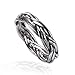 925 Oxidized Sterling Silver 4.5 mm Braided Woven Wave Antique Style Band Ring - Size 8