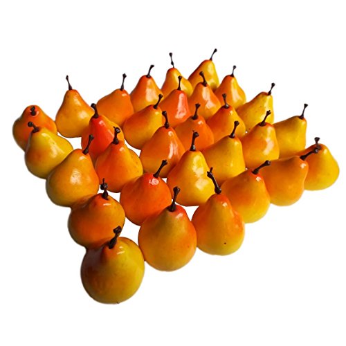 Lorigun 30pcs Artificial Lifelike Simulation 1.3" Mini Pears Fake Fruits Photography Props Model