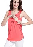 SUIEK Maternity Nursing Shirt Breastfeeding Tank Tops (Medium, Coral)