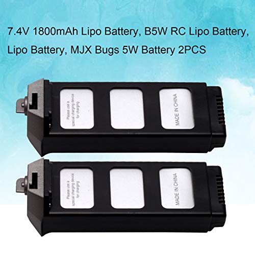 Heraihe 2pcs 7.4V 1800mAh Li-po Battery with 4 in 1 Charger for MJX Bugs 5W B5W RC Drone Quadcopter Aircraft UAV Part Accessories