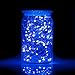 ITART Blue Led Lights Plug in Outdoor Fairy String Lights UL Waterproof 33Ft 100 LED Thin Wire with Power Adapter for Patio Camping Christmas Wedding Party Garden Bedroom Decoration
