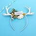 Tinksky Funny Deer Antler Headband with Flowers Blossom Novelty Party Hair Band Head Band Christmas Fancy Dress Costumes Accessory Christmas Birthday Gift for kids girls (Khaki)