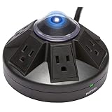 Accell Powramid Surge Protector - 6 Outlets, 4-Foot Cord, 1080 Joules, UL Listed - Black Grounded Extension Cord Power Strip
