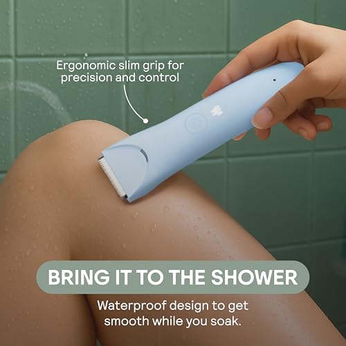 MERIDIAN Slimmer Trimmer, Pubic & Body Hair Trimmer, Bikini Hair Removal, No Nicks, Razor Burn, No Ingrowns, Ergonimic Design, Wet/Dry Tech, LED Spotlight (Sage)