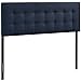 Modway Emily Tufted Button Linen Fabric Upholstered King Headboard in Navy
