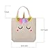 Unicorn Tote Bag - Natural Cotton Canvas Tote Bag with Horn for Groceries, Shopping, School,Unicorn Gift for Girls (Smile 2，have Red dot，1pack)