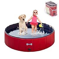 V-HANVER Dog Pool Pets Bathing Tub Plastic Wading Kiddie Pool for Medium and Large Dogs Kids - Portable Foldable Collapsible, 47 X 12 inch