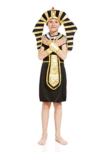 Kids Boys Pharaoh Tut Halloween Costume Egyptian King God Dress up & Role Play (8-11 years)