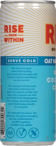 RISE BREWING CO. | VANILLA OAT MILK NITRO COLD BREW COFFEE | NO SUGAR ADDED & NO DAIRY | ORGANIC & NON-GMO | LOW ACIDITY & VEGAN | 7 FL. OZ. CANS