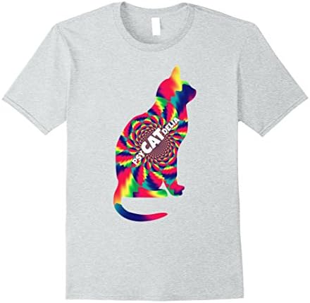 Mens Printed Psychedelic Cat T-shirt For Men and Women XL Heather Grey