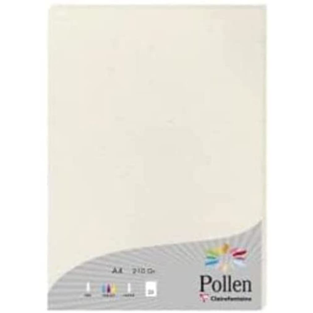 Clairefontaine 55014C Pouch of 25 Sheets A4 size (21x29.7cm) - 210gsm 100% Recycled Natura Paper Invitation Events & Correspondence Pollen Range Premium Paper