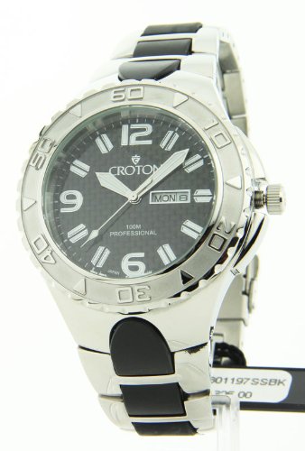 Croton Steel and Rubber Mens Watch CA301197SSBK