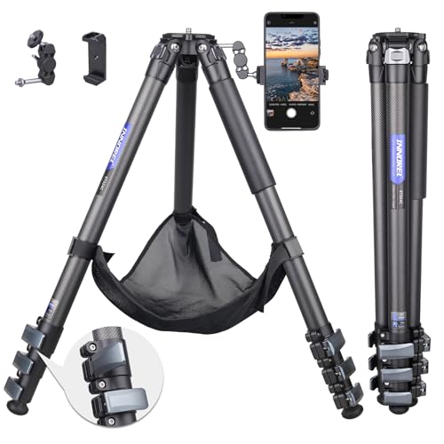 INNOREL Professional Carbon Fiber Tripod &ndash; Compact No Center Column Design, 20kg Load, 1.89kg Lightweight, 11.5&ndash;156.7cm Height Range, CNC Flip Locks, Magic Arm & Phone Holder Included