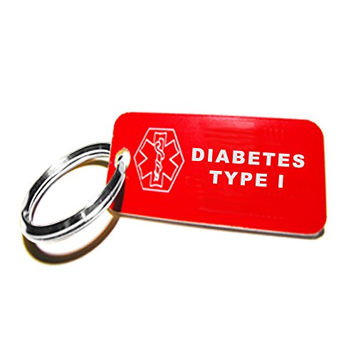 MyIDDr - Pre-Engraved Diabetes Type I Plastic Medical Alert ID Keychain, Small 2.25in (5.7cm) x .79in (2cm), Made in USA