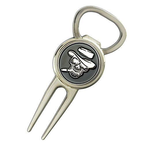 GOLTERS Golf Divot Repair Tools Skull Markers Sets Multifunction Bottle Opener (Silver)