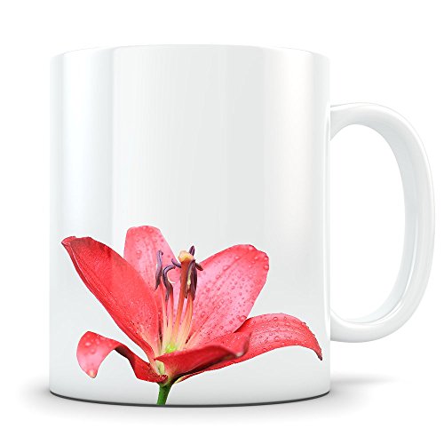 Lily Coffee Mug- Beautiful Flower Coffee Cup Gift - Colorful Pink Photography on White Ceramic