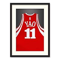 Athletes Jersey Theme Wall Art Black Framed Canvas Prints Home Decoration for Bedroom, Livingroom Ready to Hang - 23x31 inches