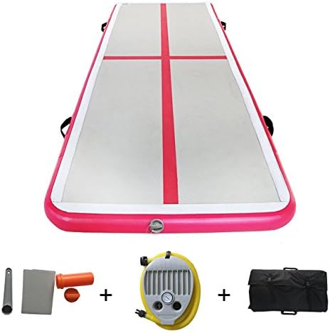 Gymnastics Air Floor Mat Inflatable Air track Tumbling Mat - For Home use, Gymnastics Training, Beach, Yoga on Water Length 118 Inches (pink)