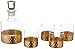 Fitz and Floyd Daphne Decorative Whiskey Decanter Set with Top Glass for Wine, Bourbon, Brandy, Liquor, 5 Piece, Gold