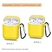 AirSha Compatible for AirPods Case with Keychain,[Support Wireless Charging],Shockproof Protective Silicone Cover Skin for AirPods Charging Case 2 & 1 (Yellow)