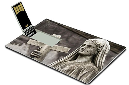 Luxlady 32GB USB Flash Drive 2.0 Memory Stick Credit Card Size Christian woman statue in the cemetery IMAGE 37545598