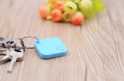 Blue Bluetooth Key Finder; Phone Finder, Wireless Tracking, GPS, Lost Key app with smart phone locator, Purse, Luggage, Dog. Portable Electronic Button helps you Never Lose Items Again