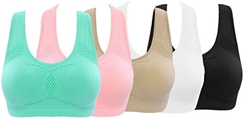 Womens Sports Bra Fitness Racerback Workout Yoga Bras Black Nude White Pink Green L