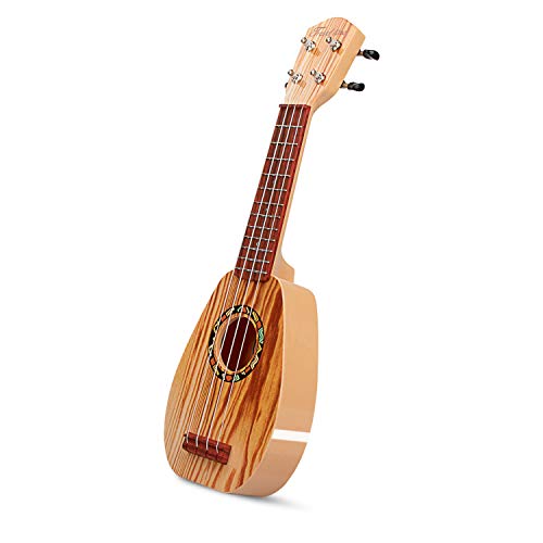 aPerfectLife 17" Kids Ukulele Guitar Toy 4 Strings Mini Guitar Children Musical Instruments Educational Learning Toys with Picks and Strap for Toddler Kids Boys Girls Beginner Starter (Wooden)