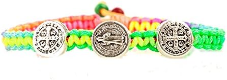 Rainbow Children's Blessing Bracelet. Hand Made with Love in Medjugorje, Give the Gift of a Blessing and Protection to All the Children You Love! This Bracelet Is Small Enough to Fit on Children From the Ages of 3 Through 13. All of Our Blessing for Kids Bracelets Come with 3 Benedictine Medals Alternating Silver and Gold in Finish. Three Medals Represents the Holy Trinity and the Benedictine Medal Is a Powerful Symbol of God's Protection. The Bracelet Comes on a Bookmark with Bible Verses Conveying God's Love for All His Children.