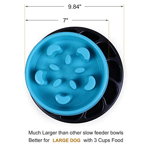 JASGOOD Slow Dog Bowl for Large Dogs,Fun Feeder Dog Bowl,Anti-Gulping Dog Slow Feeder Stop Bloat,Slow Eating Big Pet Bowl (A-Black)