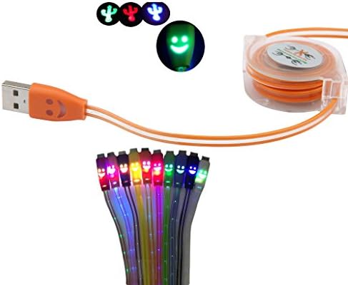 39 Inch Self Winding Color Changing Cable Smiley Face High Speed USB 2.0 Micro USB Charging Cable Compatible With Android Samsung HTC LG Note2 Galaxy S3 S4 Data Sync Charger Cord Nokia Nexus BlackBerry Motorola and More esca5-6