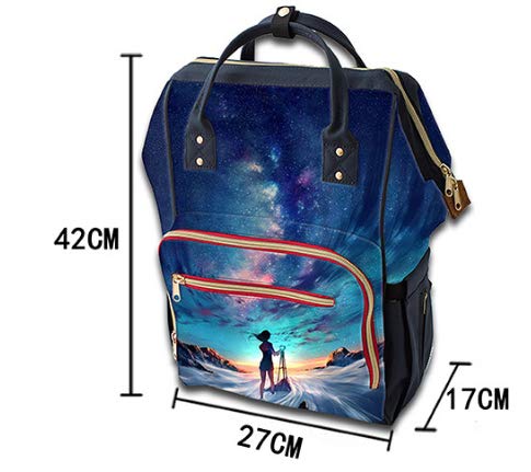 Pirate Diaper Backpack Large,Ship with Black Flags Floating on Ocean in Rays of Sun Caravel Watercraft Nautical Decorative Nappy Bags Multi-Functional,16.5x10.6x6.7inch,Multicolor