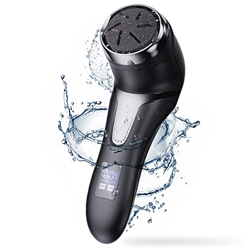 Professional Electric Pedicure Rechargeable Feet Callus Remover with Vacuum Suction 3 Grinding Heads 2 Speed IPX7 Waterproof Electric File Rasp Feet Calluses Feet Removal