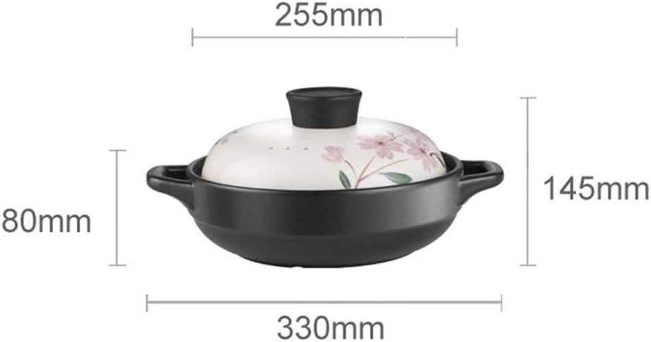 Wwshm Pot Casserole Wok Soup Pot Frying Pan Korean Bibimbap Cast Iron Dutch Oven Cooker New Milk Pot Cherry Blossoms Household Gas High Temperature Resistance Ceramics Cooker Large Crock