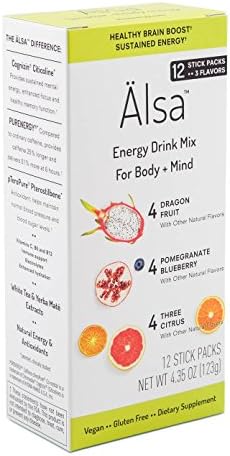 Alsa Energy - Variety Pack Flavored Natural Energy Drink Mix - (4 Dragon Fruit - 4 Three Citrus - 4 Pomegranate Blueberry)