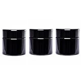 ultravioLeaf 100 ml (3.4 fl oz) 3-Pack Medium Capacity Travel Size Black Ultraviolet Glass Screw Top Jar | Airtight Smell Proof Stash Container
