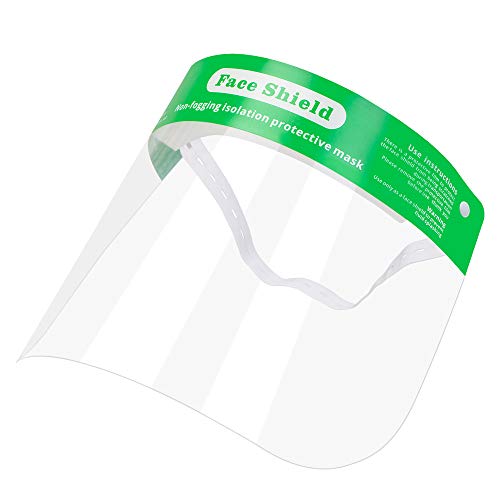 Lot de 10 Visières de Protection pour Le Visage et les Yeux,Couverture Complète en Plastique Anti-Buée Léger et Réglable pour éviter la salive, Les Gouttes Vert