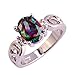 Psiroy Women's 925 Sterling Silver 2ct Rainbow Topaz Filled Ring