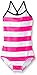 Kanu Surf Girls Beach Sport Banded 1 Piece Swimsuit, Layla Pink Stripe, 6