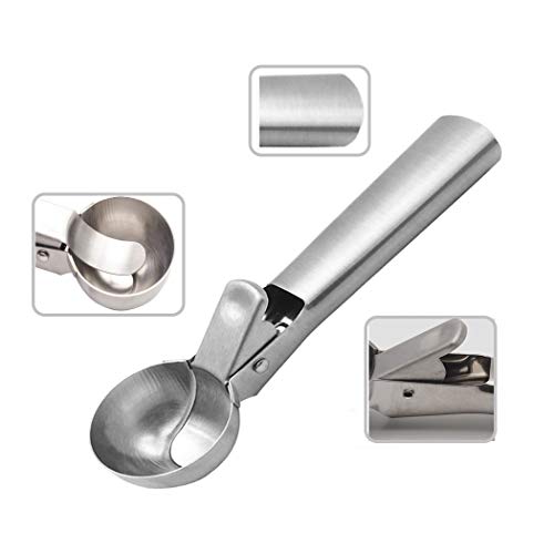 Tyzine Solid Stainless Steel Ice Cream Scoop, Fruits Scoop, with Trigger, Stainless Steel,Easy to Use,Convenient, Fast and Durable.