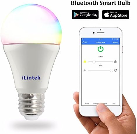 Bluetooth Smart Light Bulb, 9W (60W Equivalent) A19, LED RGBW Color Changing Light, White Dimmable &amp; Multicolor, App Group Smartphone Controlled, Great for Home, Partys, NightClub - No Hub Needed